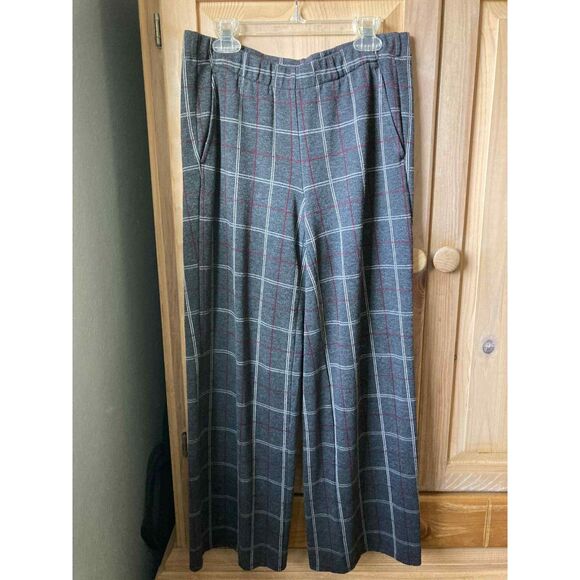 J. Jill | Ponte Full Leg Knit Stretch Knit Pants in Windowpane Plaid | XS - Picture 2 of 5